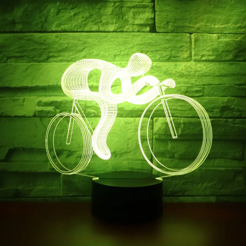 3D светодиодный Ночной светильник на велосипеде с 7 цветов для украшения дома