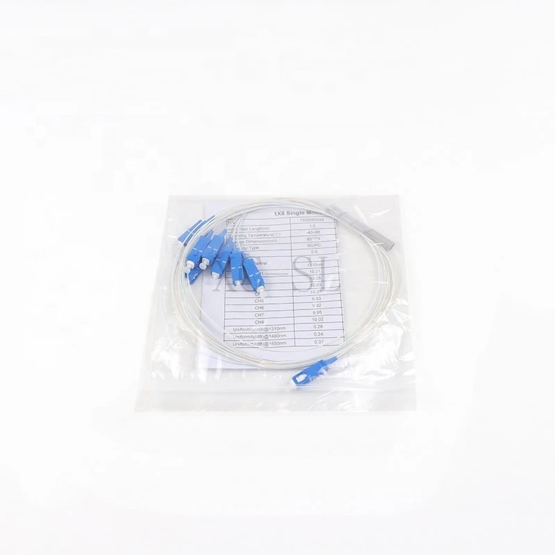 50pcs 1X8 plc splitter with connector Steel Tube 0.9mm G657A2 Fiber Optic blue | Мобильные телефоны и аксессуары