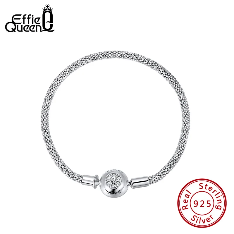 Effie Queen 17 см 19 21 Базовая браслет 100% 925 Серебряная цепочка колько Forever Love для женщин