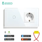 Сенсорный выключатель BSEED с Wi-Fi, умная панель из хрустального стекла, 3 цвета, без нейтральной линии, с обычной розеткой европейского стандарта, без Wi-Fi