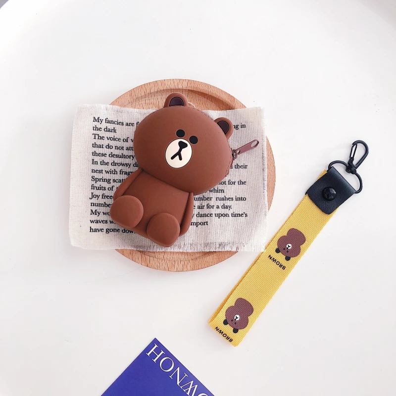 Милые Мультяшные женские кошельки, маленькая коробка для Airpods, чехол, силиконовый мини кошелек, дамская сумочка для карт, клатч, кошельки, женские кошельки и кошельки