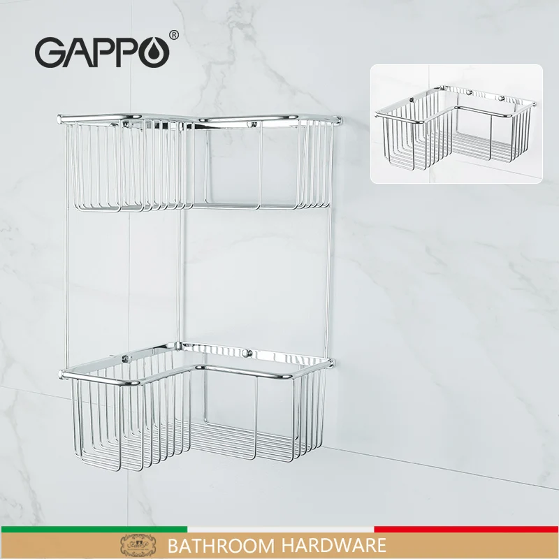 

Одноуровневая полка Gappo, аксессуары для ванной комнаты, двухуровневые полки из нержавеющей стали, хромированные полированные угловые полки...