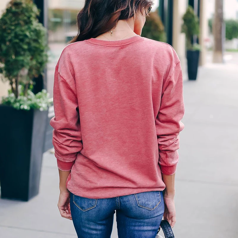 

Vintage Pink Character Letter Print Crewneck Sweatshirt Women Loose Casual Office Lady Fashion Streetwear 2020New Plus Size Tops