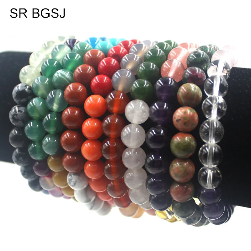 Free Shipping 8MM Valentine's Day Gift Natural Semi Precious Stone Round Beads Women Elegant Stretch Bracelet | Украшения и