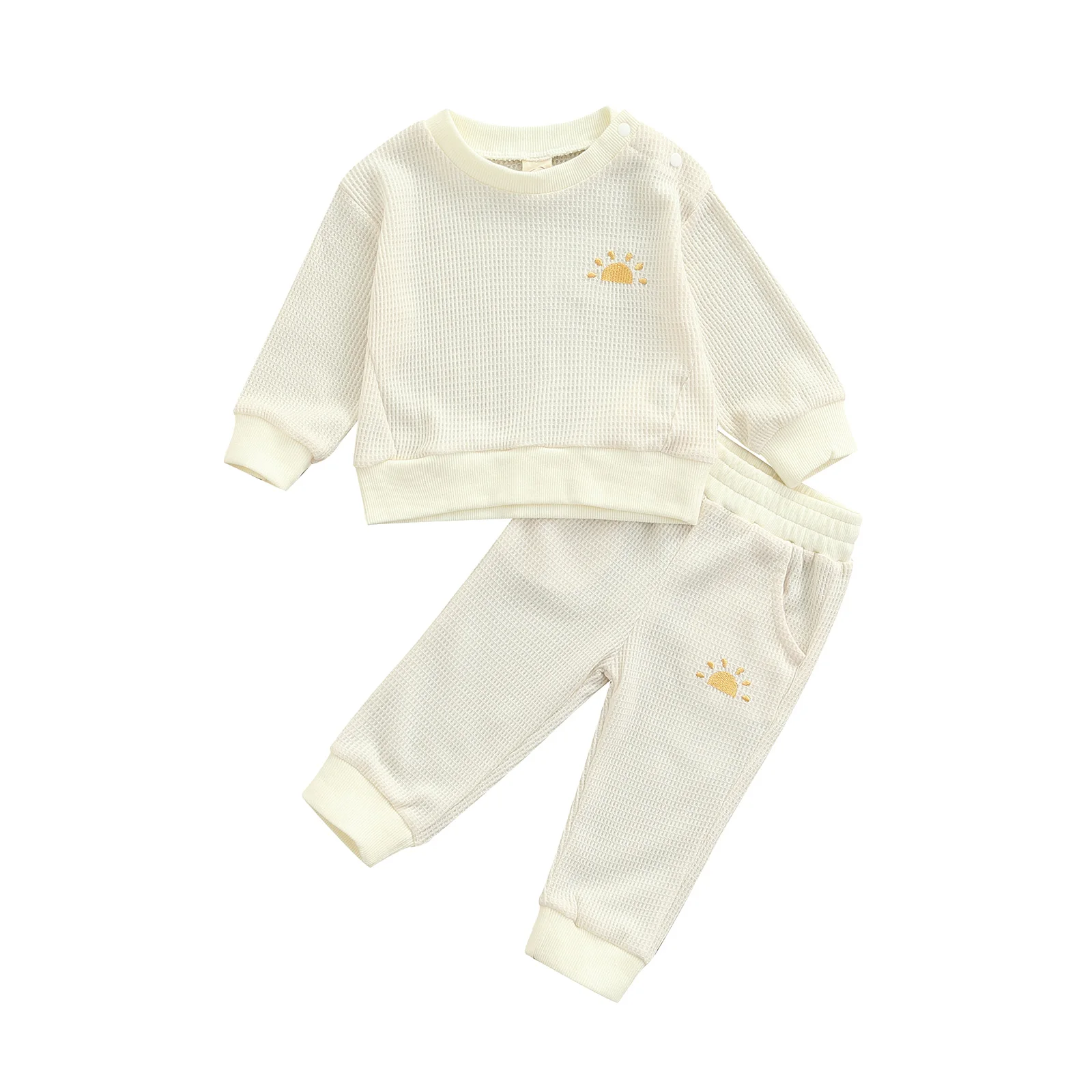 

2Pcs Baby Boys Tracksuit Sportswear Sun/Rainbow Print Long Sleeve Tops Casual Pants for Toddler Girls 3-18 Months
