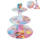 3-уровневая бумажная Складная подставка для кексов в стиле принцессы, детская подставка для торта на день рождения, украшение для свадебной вечеривечерние, товары для витрины тортов