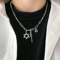 hip hop six pointed star necklaces pendant choker personality fashion jewelry for women men girls necklace gifts party