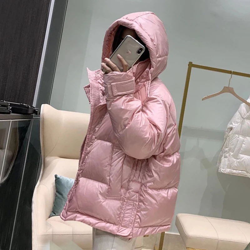 Fitaylor/зимняя короткая куртка с капюшоном для женщин 90% белого утиного пуха