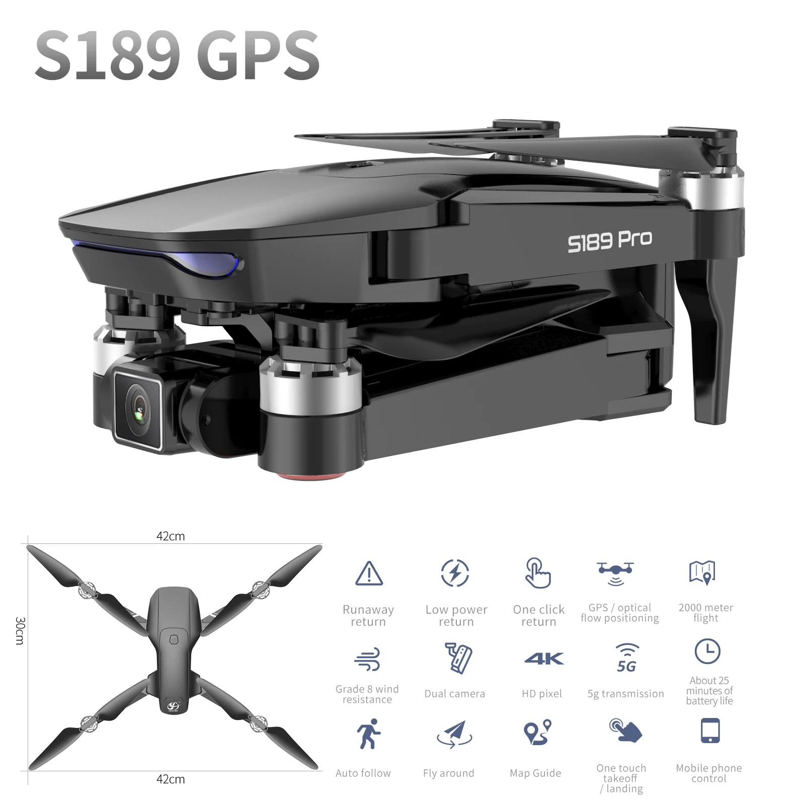 2021 новый s189 pro drone 4k gps 5g wi fi квадрокоптер с