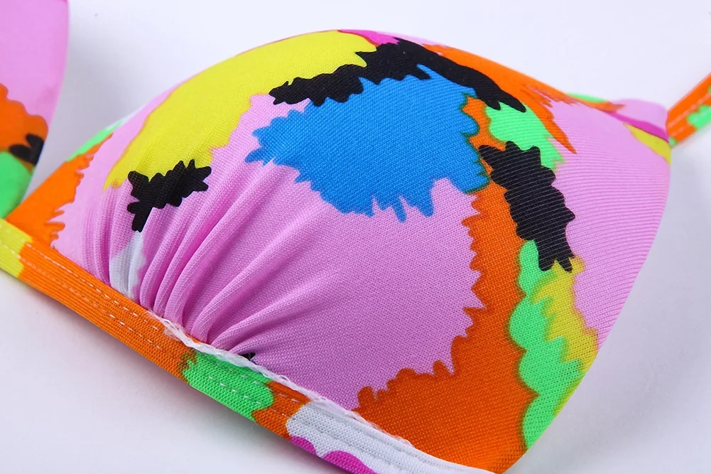 

Sexy Bikini 2021 Swimsuit Women Patchwork Print Swimwear String Bikini Set Bathing Suit Women Biquini Thong Bikinis Beachwear