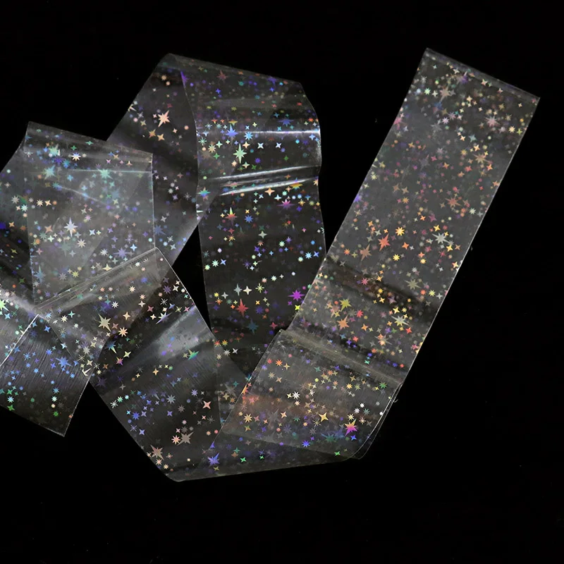 Прозрачная голографическая фольга для ногтей с изображением звездного неба 4*100