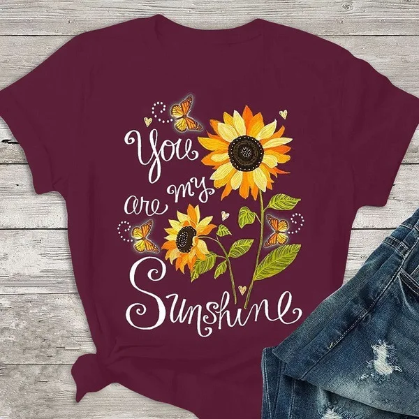 Футболка с графическим принтом You Are My Sunshine Butterfly Sunflower футболка художественным