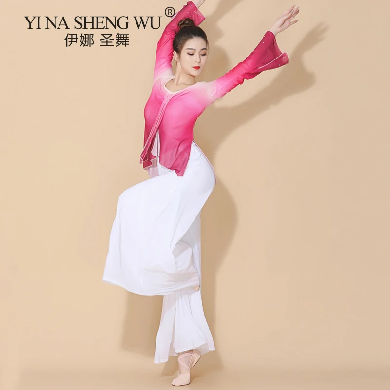 

Classical Dance Body Rhyme Gradient Gauze Dance Costume Female Elegant Ancient Style Practice Clothes National Performance Top