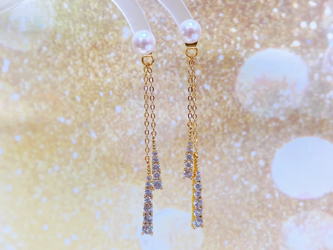 

New Elegant Dangle 6-7mm Freshwater Pearl Earrings For Women Pearl Drop Earrings Tassel Design Jewelry