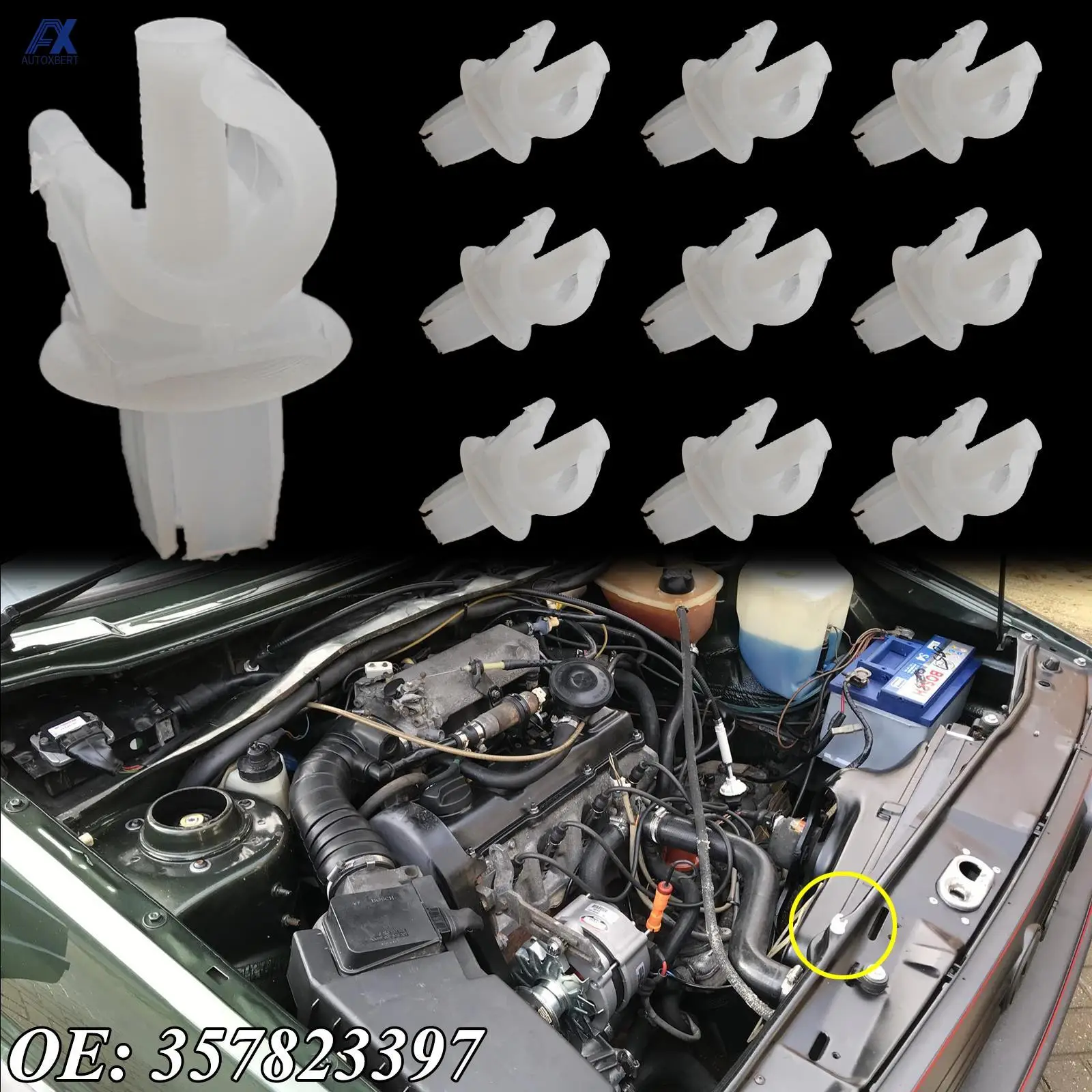 10x для VW Golf Jetta Passat транспортер Поло Жук капот Опора стержень зажим 357823397