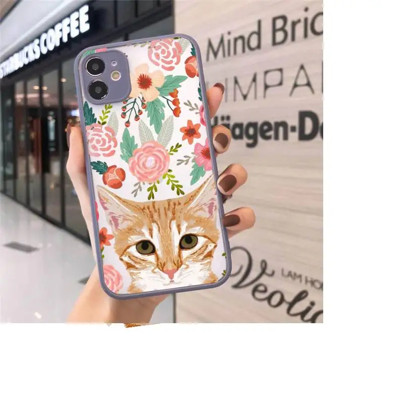 

Animal flower dog cat cute Phone Cases matte transparent For gray iPhone 7 8 x xs xr 11 12 pro plus max mini Clear Funda