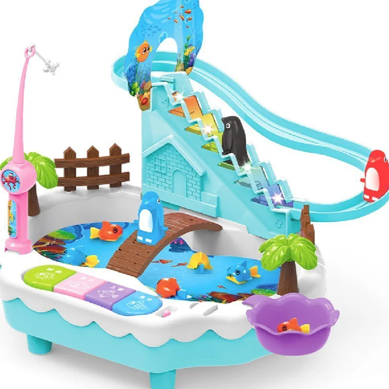 Электрическая Магнитная игрушка для рыбалки от 3 до 6 лет Пингвин поднимается по