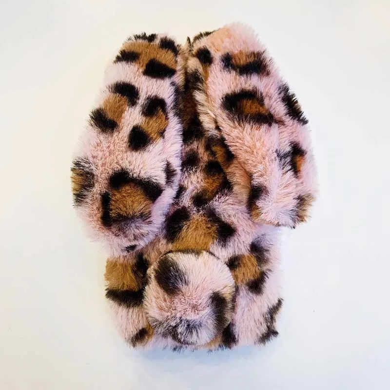 Модный Леопардовый плюшевый пушистый чехол с кроличьими ушками для Xiaomi Remdi Note 7 6 5