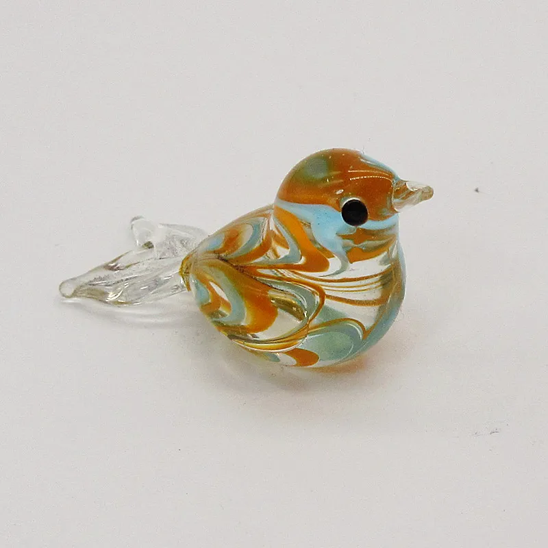 Стеклянная фигурка птицы ручной работы миниатюрное украшение в виде большого