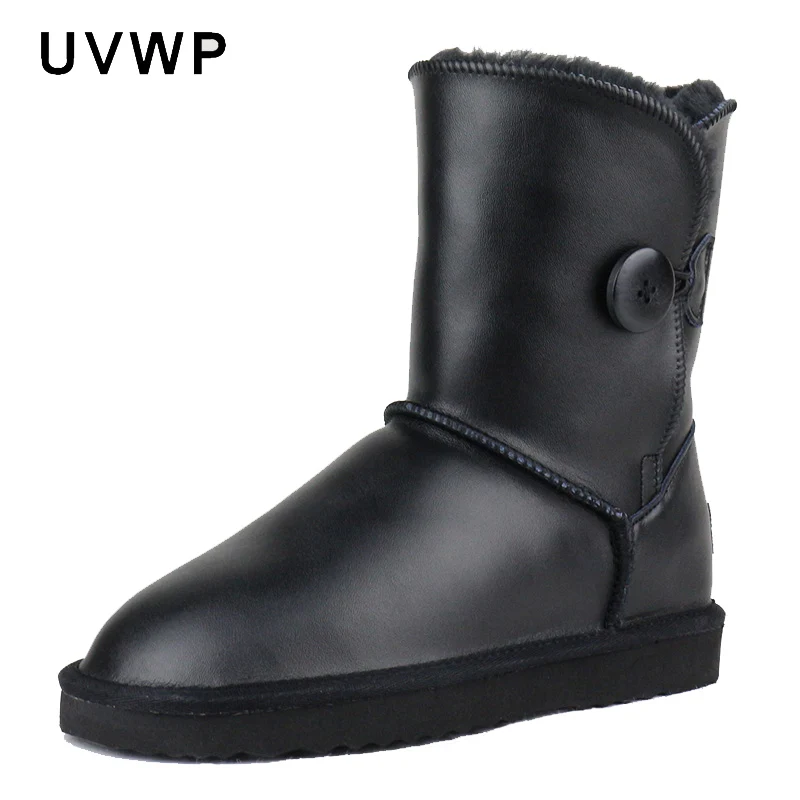 Теплые ботинки из натуральной яловой кожи Модные водонепроницаемые теплые