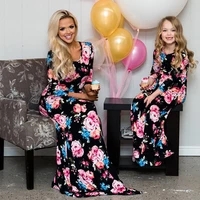 family look women girl dresses long sleeve floral dress mother daughter clothes mom and me maxi dress matching outfits clothes