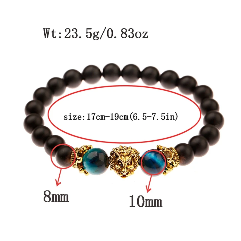 OIQUEI 2020 Charms Tiger Eye Stone Men Bracelet Classic Black Natural Lion Head Beaded Bracelets Hommes Pulseira Masculina | Украшения и