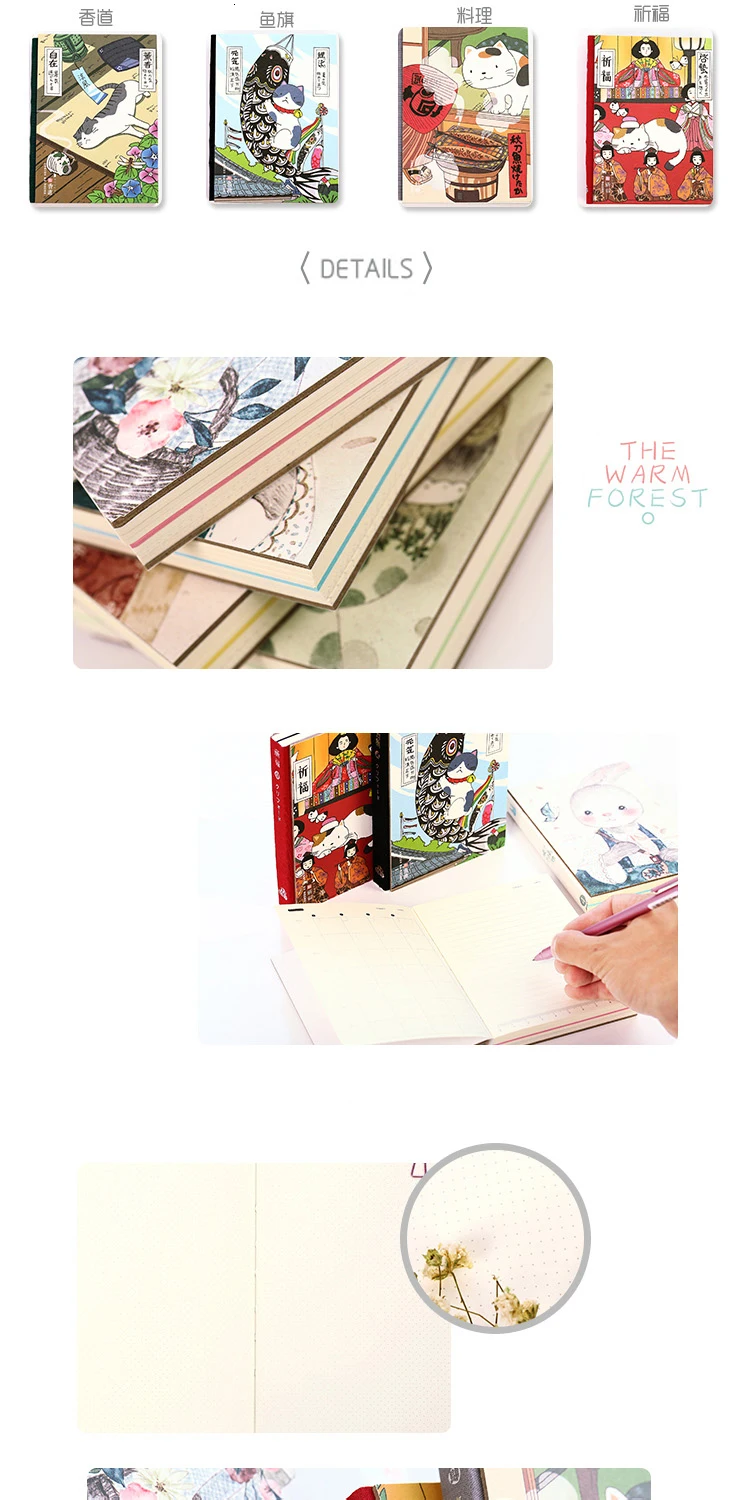 Ретро Kitty Тетрадь, принт с героями мультфильмов Kawaii, планировщик тетрадь для записей в мягкой обложке Винтаж DIY Дневник Bullet повестка журнал в школе