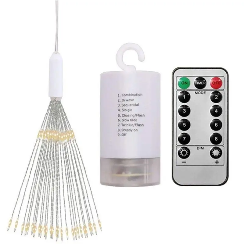 

YAM 1PC 200 LEDs Firework Light Foldable Decorative String Lamp Remote Control 8 Modes Holiday Party Lighting