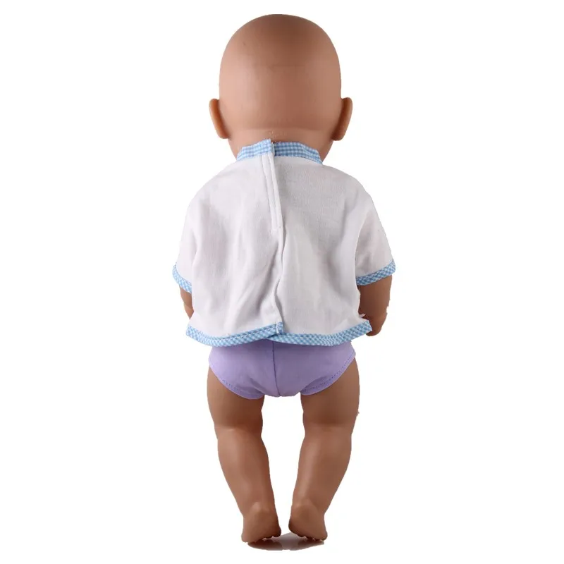 Одежда для кукол белая футболка с карманом и трусы наряды размер 43 см аксессуары