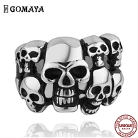 gomaya stainless steel rings for men personality gothic punk vintage skull ring fashion jewelry classic party gift to friends