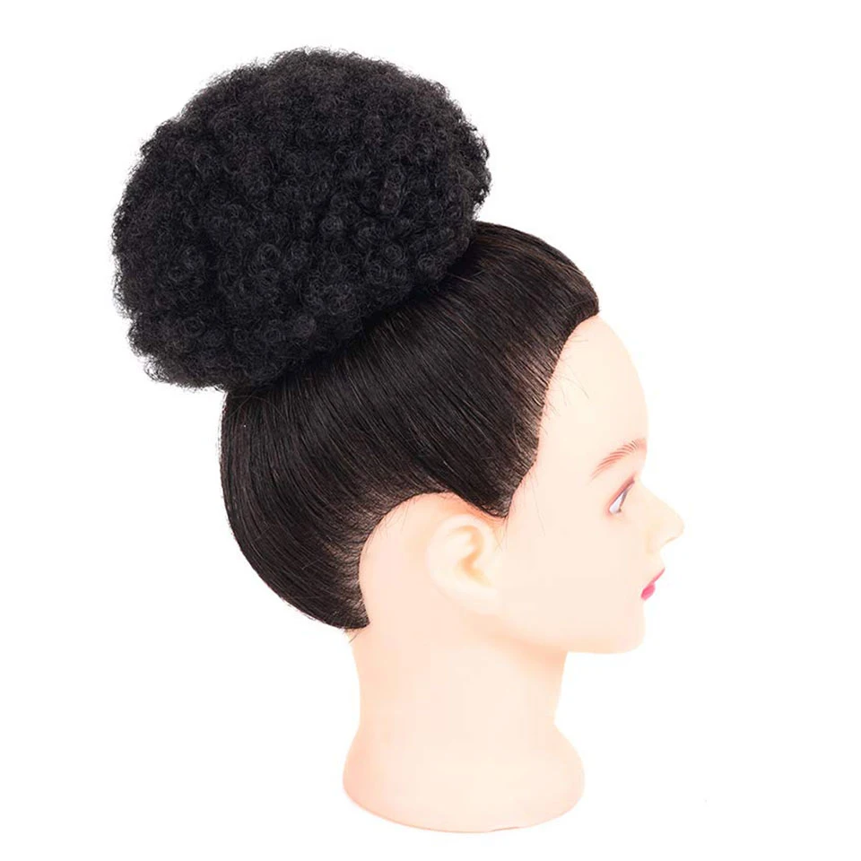 BUQI Synthetic Puff Afro Short Kinky Curly Chignon Hair Bun Drawstring Ponytail Wrap Hairpiece For Children Black |