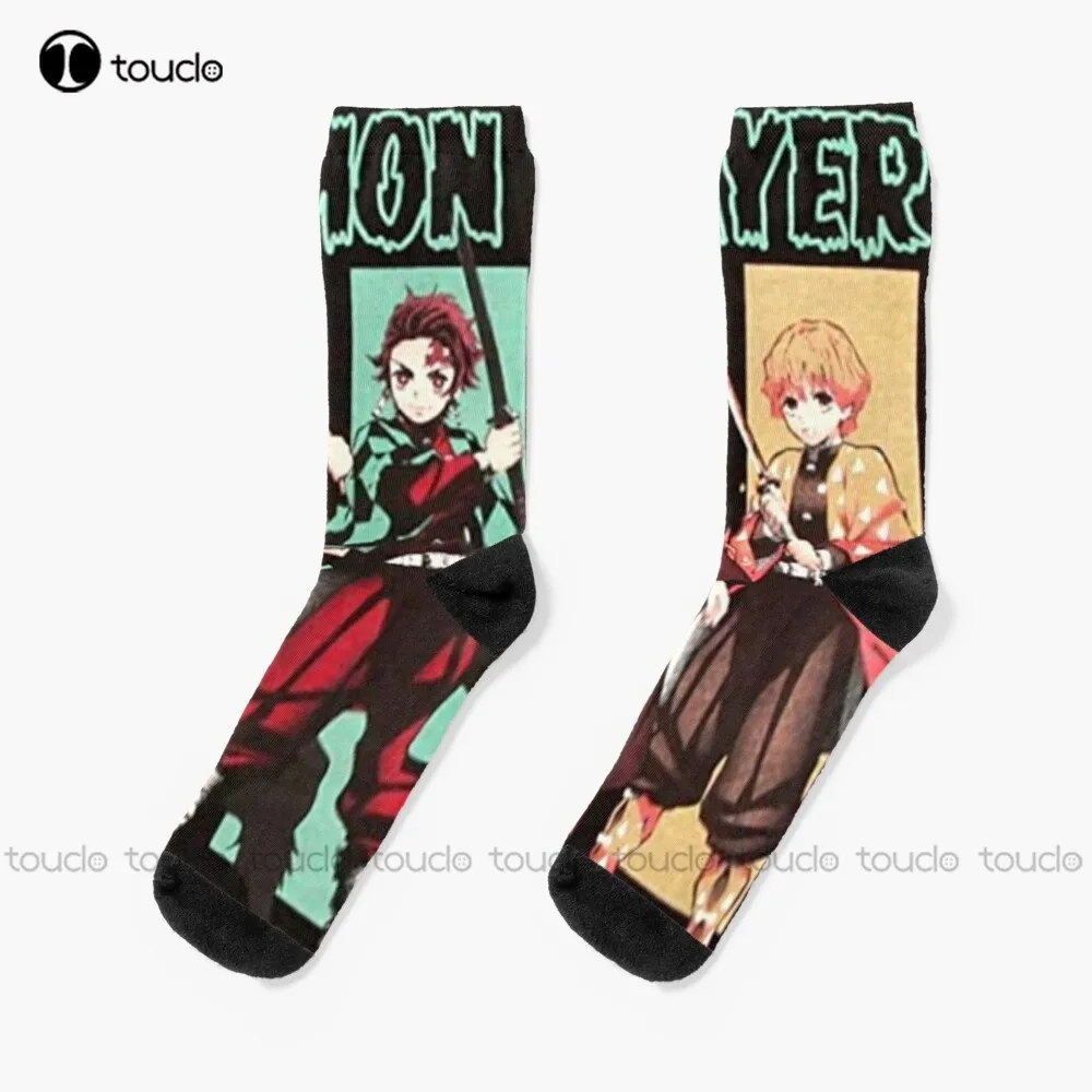 

Ds Anime Demon Slayer Kimetsu No Yaiba Socks Red Socks Christmas New Year Gift Unisex Adult Teen Youth Socks 360° Digital Print
