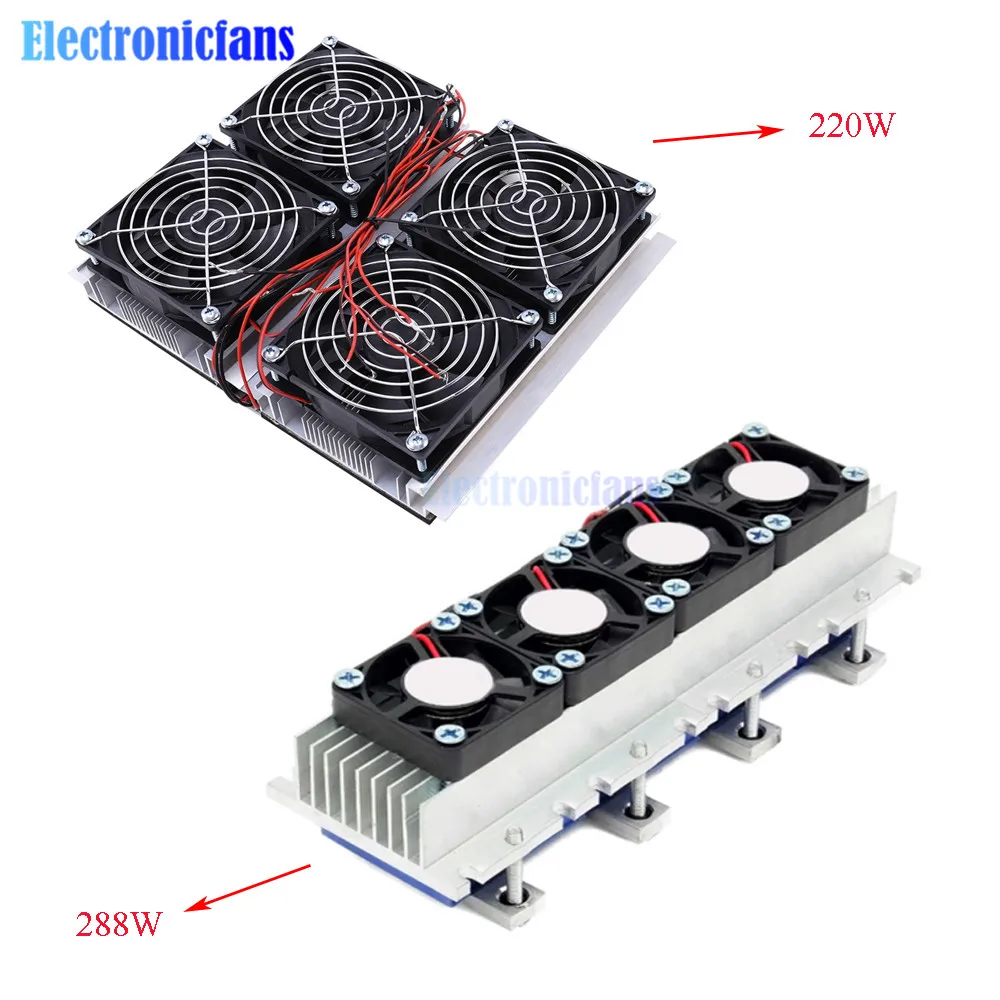 

DC 12V 220W 288W Aluminum Radiator Refrigeration Cooler Semiconductor Air Conditioner Cooling System + Fan for Air Conditioner