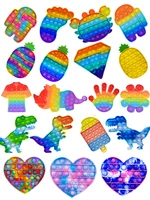 50pcslot pop fidget reliver stress toys rainbow push bubble antistress toys sensory toy to relieve autism