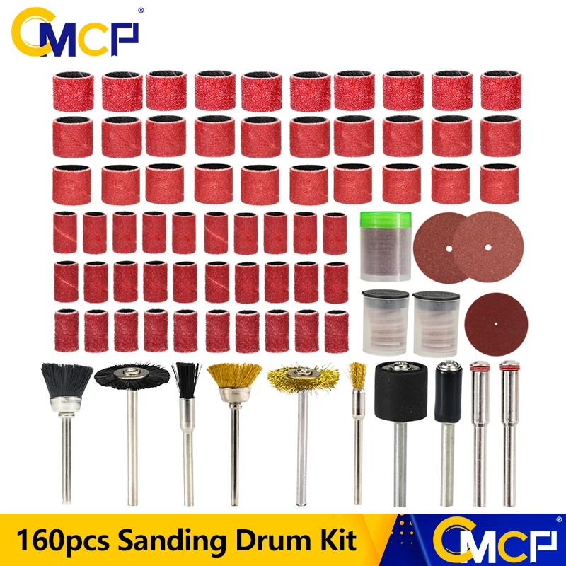 

CMCP абразивные инструменты шлифовальный барабан набор 160 шт. вращающиеся аксессуары для Dremel шлифовальный полировальный режущий шлифовальны...