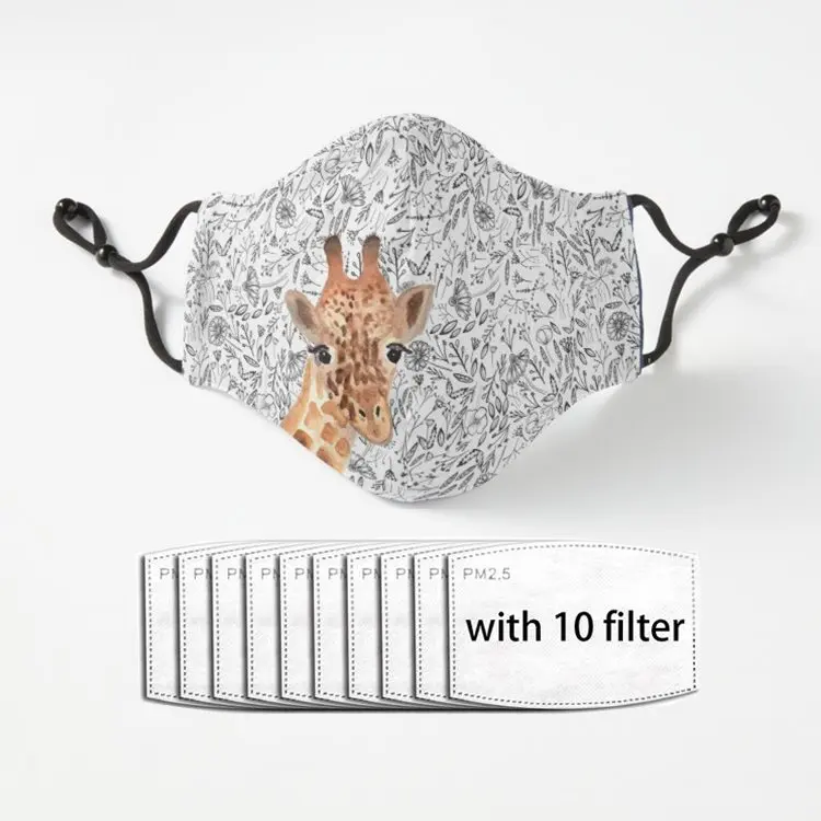 

Маска для лица с акварельным жирафом промышленная 3-слойная Ушная петля фильтр для взрослых гигиеническая утолщенная маска для лица для взр...