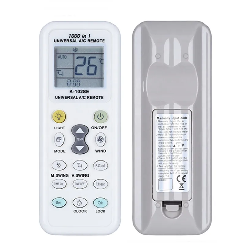 

New 1000 In 1 Universal A/C Remote LCD Control Fit For Air Conditioner Low Power Consumption K-1028E Remote Controller