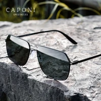 caponi mens sun glasses polarized square nylon lens uv protect black cut shades male no screw design driving sunglasses cp2007