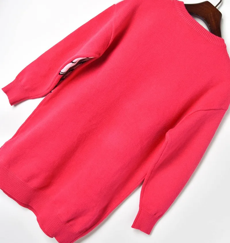 2019 Spring Oversized Sweaters Fashion Hit Color Abstract Beauty Avatar Pattern Jacquard Loose Long New Women Pullovers | Женская одежда