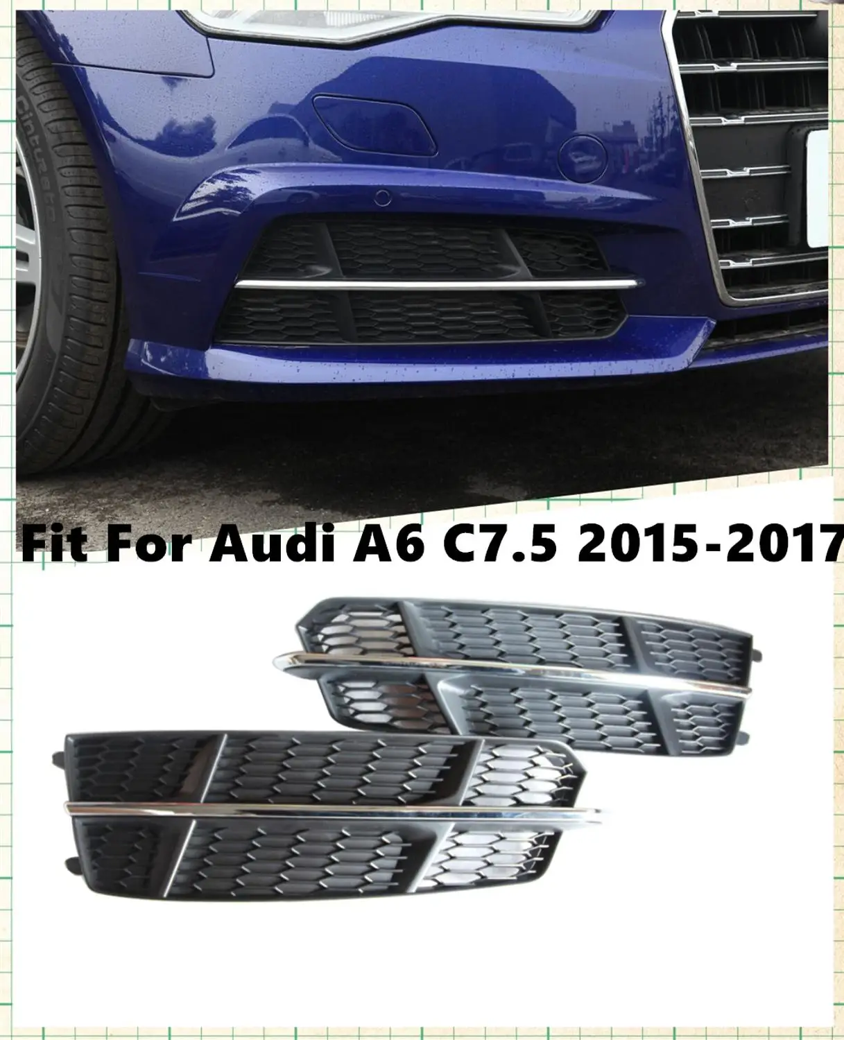 Высокое качество 2 шт. ABS сотовый Хром Передний левый правый бампер нижний