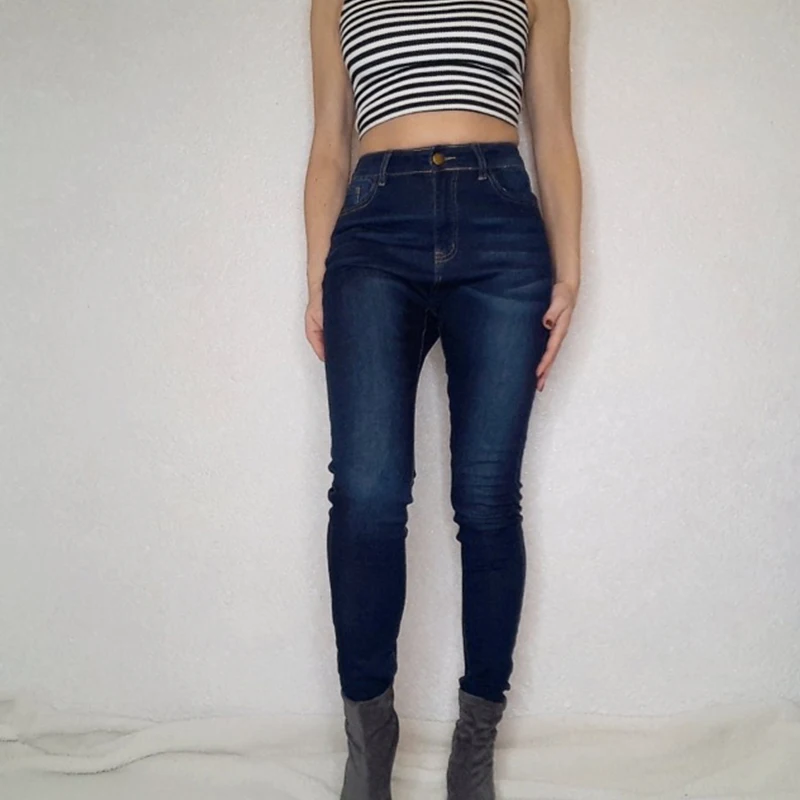 Джинсы с высокой талией женские эластичные большого размера растягивающиеся