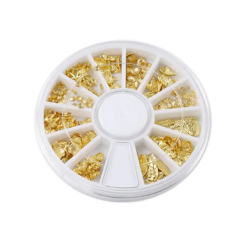 3D Блестящий дизайн ногтей блестящие шпильки наконечники Золотой Морской стиль