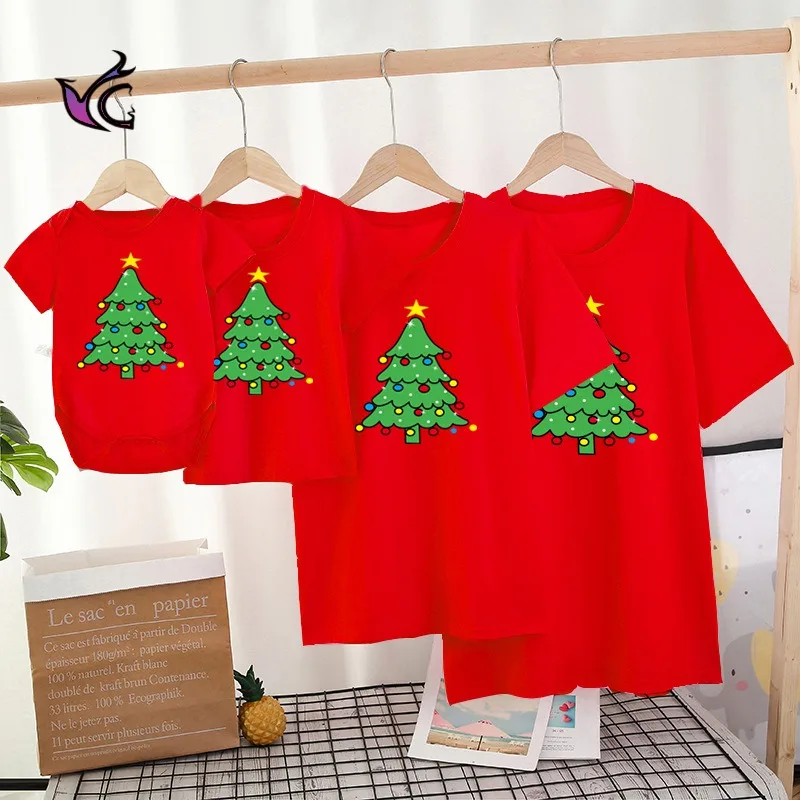 

Christmas Mommy and Me Tshirts Fashion Family Matching Clothes Christmas tree Mama and Mini T Shirt Cute Family Look Outfits