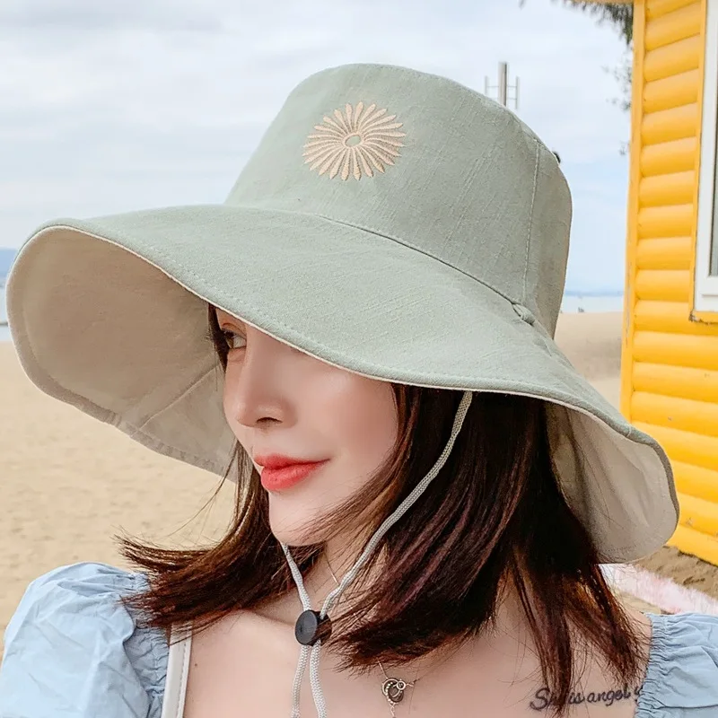 Шляпа от солнца с широкими полями и защитой УФ лучей для женщин летняя Панама