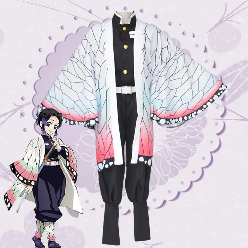 Аниме Devil's Blade Demon Slayer косплей костюм Kimetsu No Yaiba Kochou Shinobu женская одежда кимоно