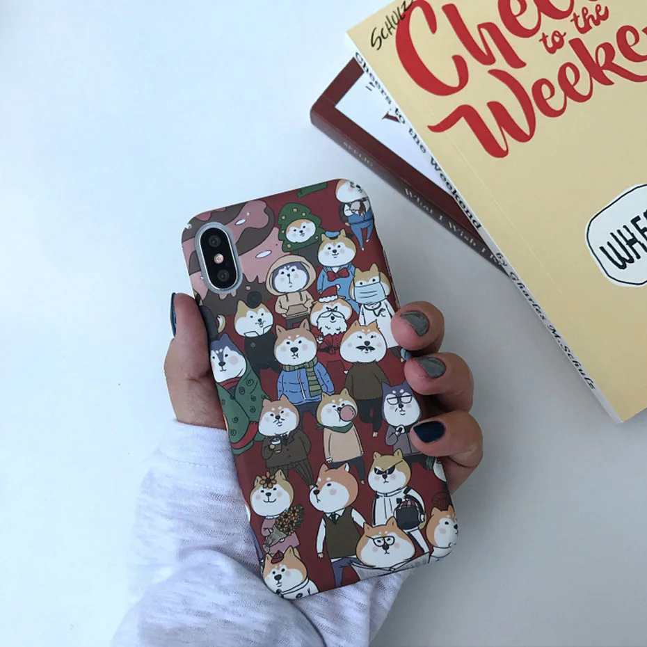 Original Illustration Case for iPhone 7 x xr xs 6 6s 8 6Plus 7Plus 8Plus XSMAX Hard PC Frosted touch Internet celebrity dog |