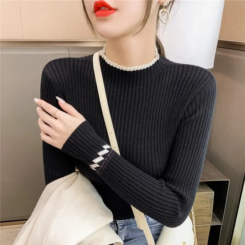 Женский свитер с полувысоким воротником Удлиненная рубашка Осень-зима 2021 новый