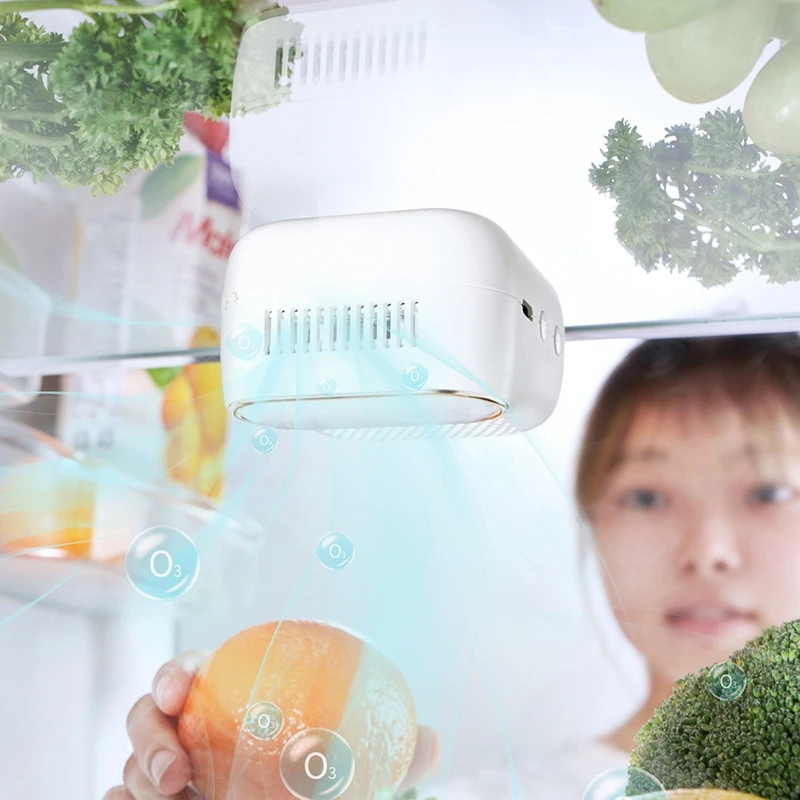 

Mini Ozone Air Purifier Fresh Deodorizer Fridge for Refrigerator Closets Pet Car Portable Built in Battery