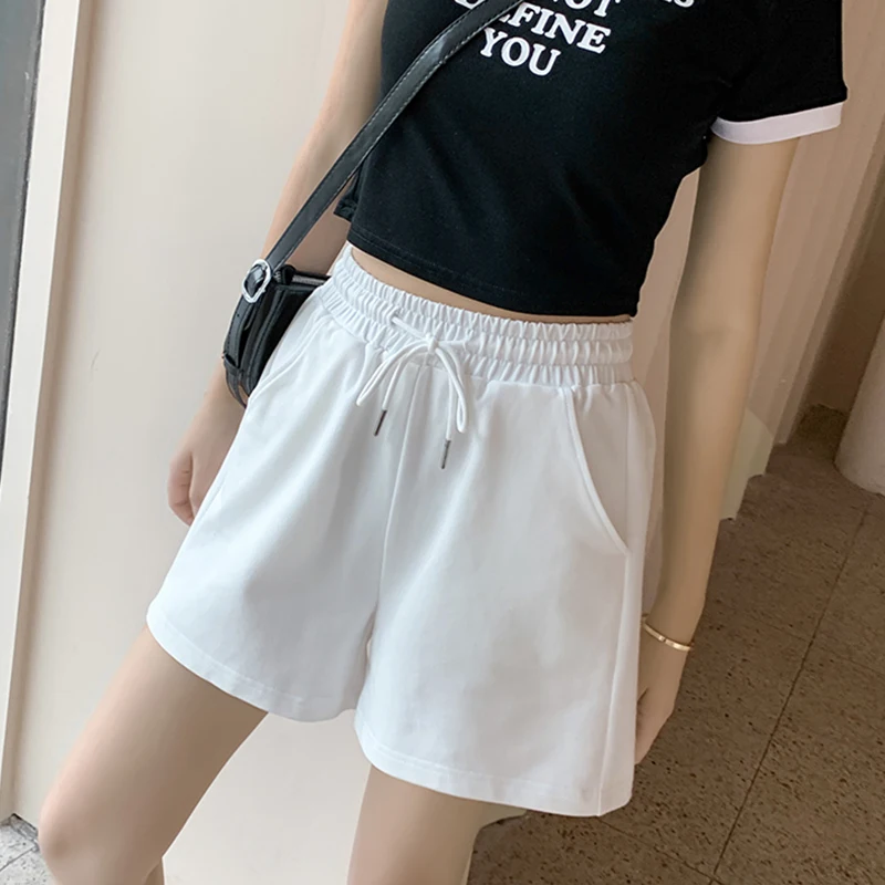 

Summer Streetwear womens shorts high waist short harajuku wide legs vintage jogger Sweatpants clothing escape bsico zevity ice