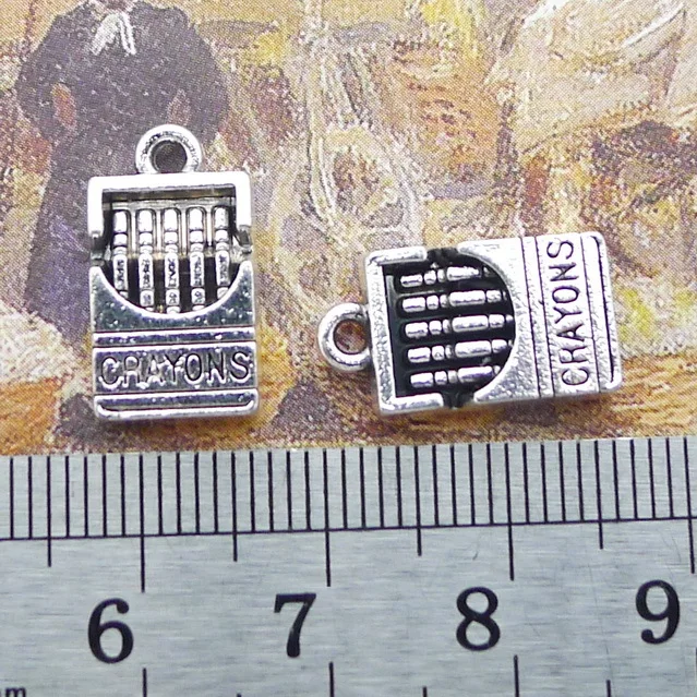 

24pcs/Lot Crayons Charm Silver Color Pendant Fit Handmade Keychain Accessories Findings Jewellery Making Supplies Wholesale
